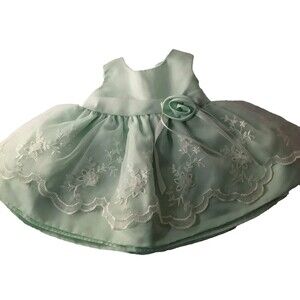 La Princess Mint Green Preemie Infant Dress Tulle Embroidery Floral Rose